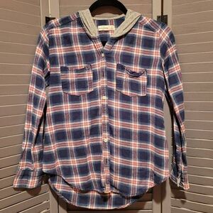 Abercrombie Kids Plaid Flannel Hoodie- Size XL